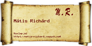 Mátis Richárd névjegykártya